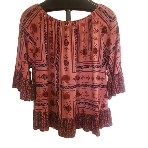 NWT STYLE & CO Women's PXL Boho Flowy Relaxed Whimsical Top Floral Pattern - Picture 2 of 12